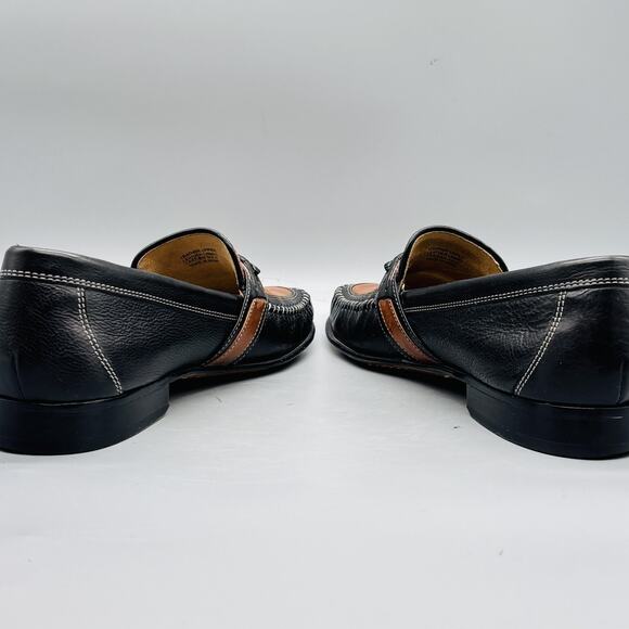 Florsheim Imperial Shoes Mens 9.5 Black Brown Leather Loafers Slip On Dress
